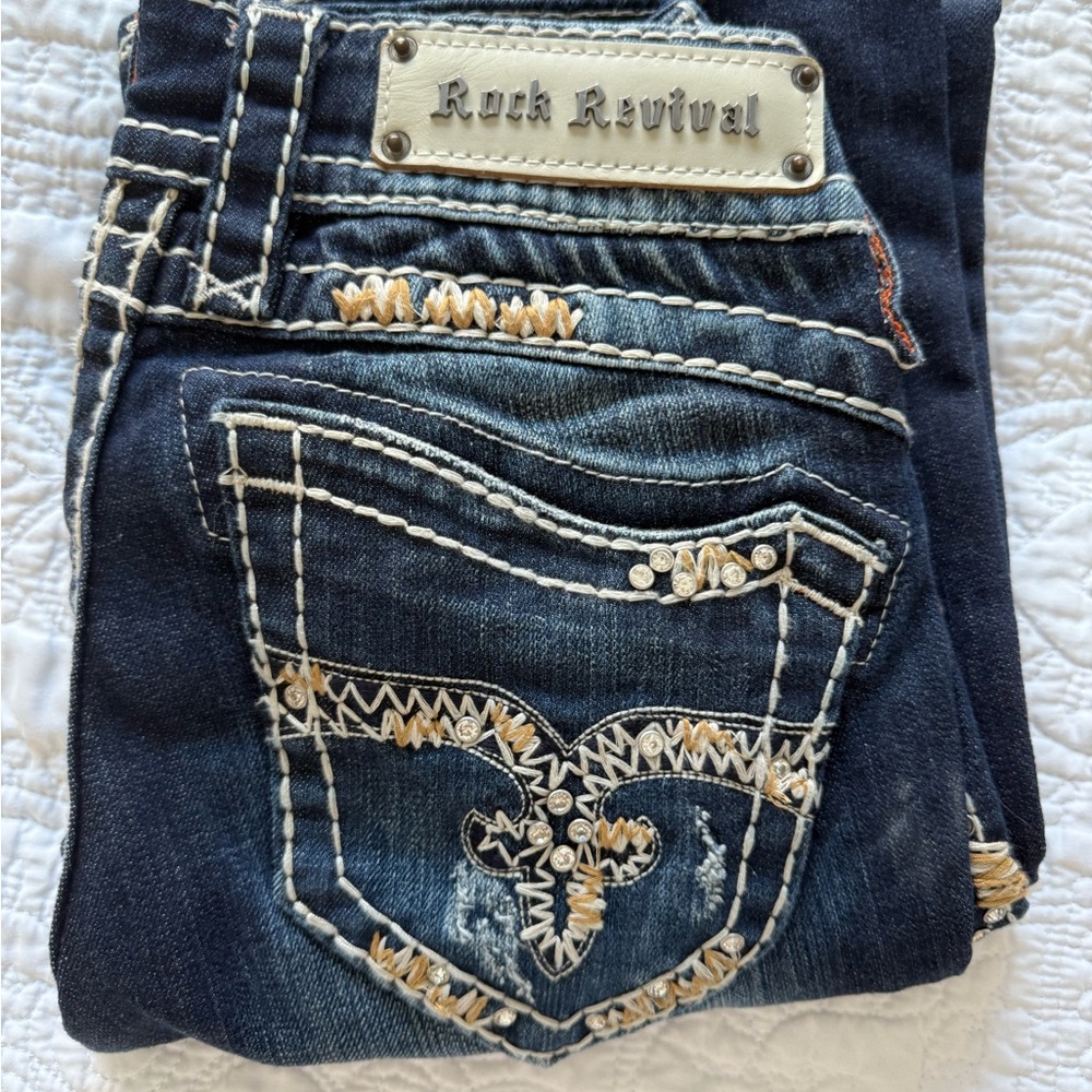 Rock Revival Women's Dark Blue Embroidered Jeans